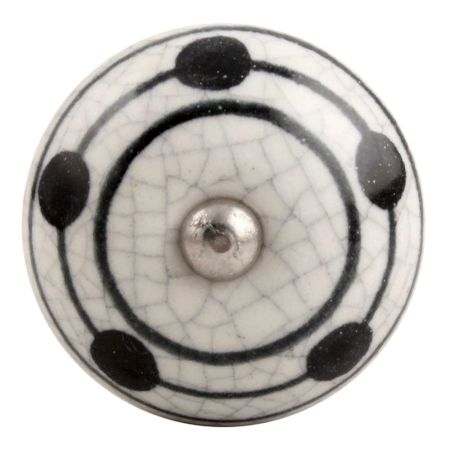 Black Striped Dotted Crackle Ceramic Wine Stopper